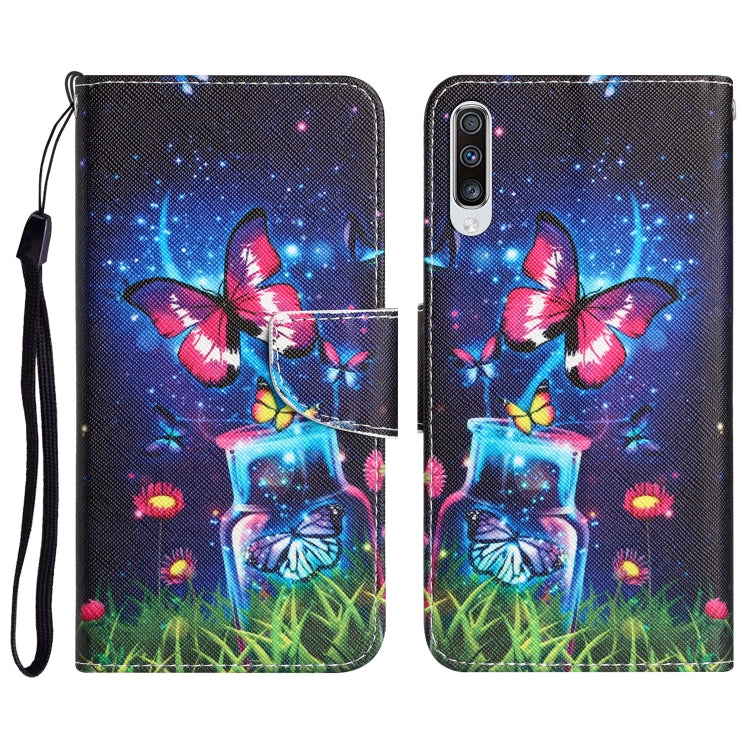 Custodia per telefono in pelle con disegno colorato, For Samsung Galaxy A50