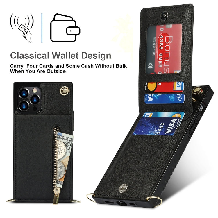 Custodia per telefono quadrata con cerniera a tracolla con supporto, For iPhone 14, For iPhone 14 Plus, For iPhone 14 Pro, For iPhone 14 Pro Max