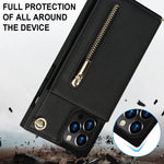 Custodia per telefono quadrata con cerniera a tracolla con supporto, For iPhone 14, For iPhone 14 Plus, For iPhone 14 Pro, For iPhone 14 Pro Max