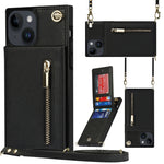 Custodia per telefono quadrata con cerniera a tracolla con supporto, For iPhone 14, For iPhone 14 Plus, For iPhone 14 Pro, For iPhone 14 Pro Max