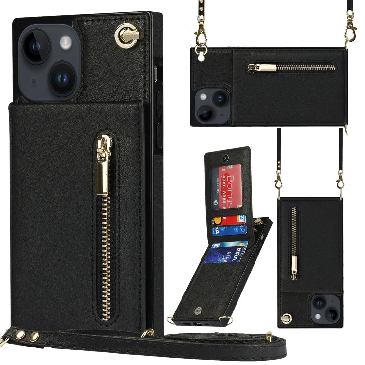 Custodia per telefono quadrata con cerniera a tracolla con supporto, For iPhone 14, For iPhone 14 Plus, For iPhone 14 Pro, For iPhone 14 Pro Max