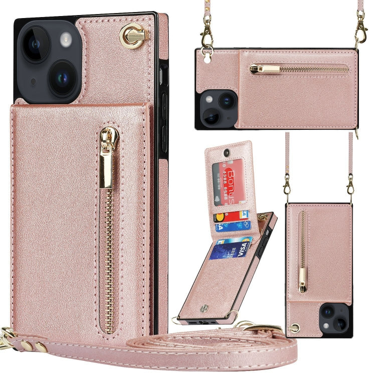 Custodia per telefono quadrata con cerniera a tracolla con supporto, For iPhone 14, For iPhone 14 Plus, For iPhone 14 Pro, For iPhone 14 Pro Max