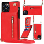 Custodia per telefono quadrata con cerniera a tracolla con supporto, For iPhone 14, For iPhone 14 Plus, For iPhone 14 Pro, For iPhone 14 Pro Max