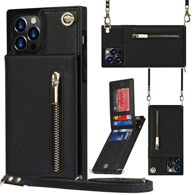 Custodia per telefono quadrata con cerniera a tracolla con supporto, For iPhone 14, For iPhone 14 Plus, For iPhone 14 Pro, For iPhone 14 Pro Max