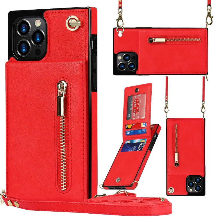 Custodia per telefono quadrata con cerniera a tracolla con supporto, For iPhone 14, For iPhone 14 Plus, For iPhone 14 Pro, For iPhone 14 Pro Max