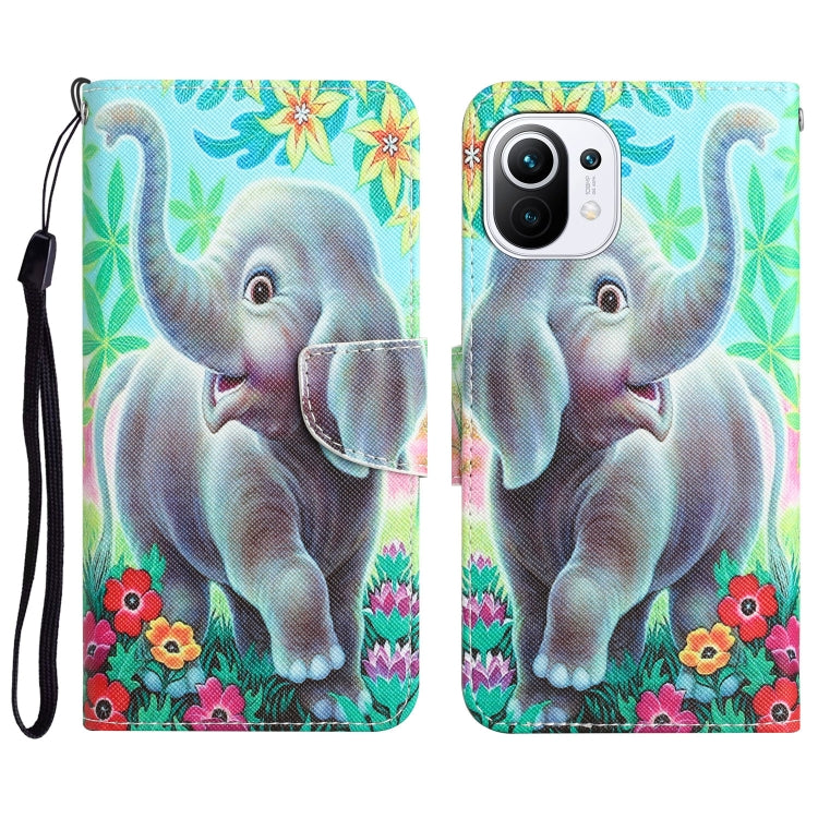 Custodia per telefono in pelle con disegno colorato, For Xiaomi Mi 11 Lite