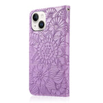 Custodia in pelle orizzontale con girasole goffrato Skin Feel, For iPhone 13, For iPhone 13 mini, For iPhone 13 Pro, For iPhone 13 Pro Max