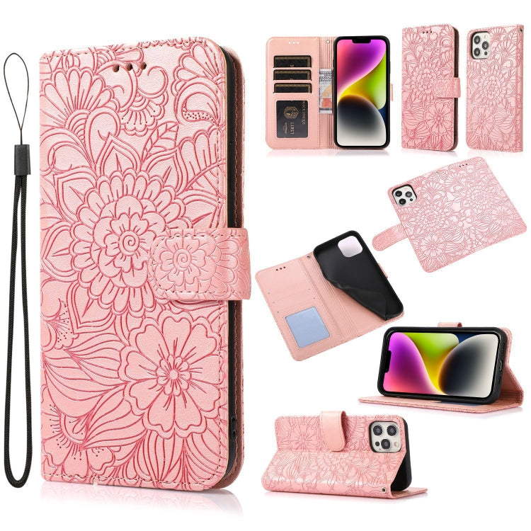Custodia in pelle orizzontale con girasole goffrato Skin Feel, For iPhone 13, For iPhone 13 mini, For iPhone 13 Pro, For iPhone 13 Pro Max