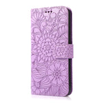 Custodia in pelle orizzontale con girasole goffrato Skin Feel, For iPhone 14, For iPhone 14 Plus, For iPhone 14 Pro, For iPhone 14 Pro Max