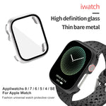Custodia per orologio per PC con pellicola in vetro temperato, For Apple Watch Series 9 / 8 / 7 45mm, For Apple Watch Series 9 / 8 / 7 41mm, For Apple Watch Ultra 49mm / Apple Watch Ultra 2 49mm