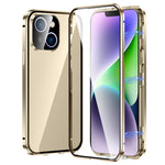 Custodia per telefono in vetro temperato HD con doppia fibbia magnetica, For iPhone 14 Pro Max, For iPhone 14 Pro, For iPhone 14, For iPhone 14 Plus