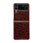 Custodia per telefono galvanica in vera pelle con texture di struzzo, For Samsung Galaxy Z Flip4 5G, For Samsung Galaxy Z Flip3 5G