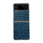 Custodia per telefono galvanica in vera pelle con texture di struzzo, For Samsung Galaxy Z Flip4 5G, For Samsung Galaxy Z Flip3 5G