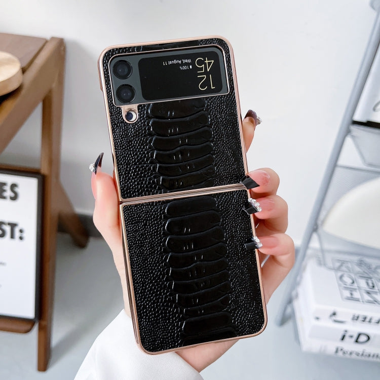 Custodia per telefono galvanica nano serie Weilai in vera pelle, For Samsung Galaxy Z Flip4 5G, For Samsung Galaxy Z Flip3 5G