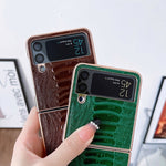 Custodia per telefono galvanica nano serie Weilai in vera pelle, For Samsung Galaxy Z Flip4 5G, For Samsung Galaxy Z Flip3 5G