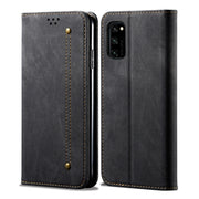 Custodia in pelle a conchiglia orizzontale in stile casual con texture denim con supporto, slot per schede e portafoglio, For Huawei Honor 30, For Huawei Honor 30S