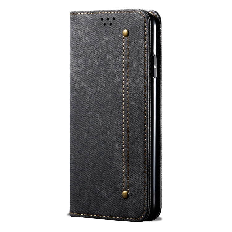 Custodia portafoglio in pelle con texture denim per Honor 30