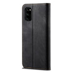 Custodia portafoglio in pelle con texture denim per Honor 30