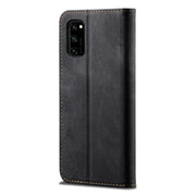 Custodia in pelle a conchiglia orizzontale in stile casual con texture denim con supporto, slot per schede e portafoglio, For Huawei Honor 30, For Huawei Honor 30S