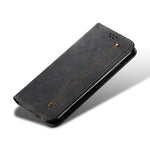 Custodia portafoglio in pelle con texture denim per Honor 30