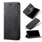 Custodia portafoglio in pelle con texture denim per Honor 30