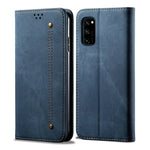 Custodia portafoglio in pelle con texture denim per Honor 30