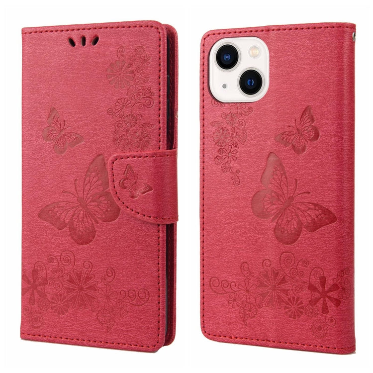 Custodia per cellulare in pelle flip orizzontale goffrata farfalla, For iPhone 14, For iPhone 14 Plus, For iPhone 14 Pro