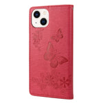 Custodia per cellulare in pelle flip orizzontale goffrata farfalla, For iPhone 14, For iPhone 14 Plus, For iPhone 14 Pro