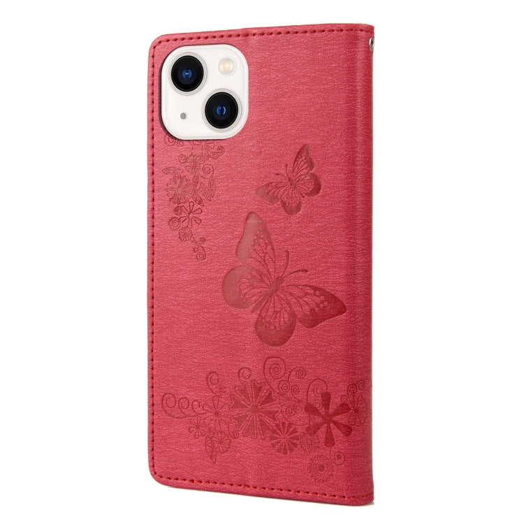 Custodia per cellulare in pelle flip orizzontale goffrata farfalla, For iPhone 14, For iPhone 14 Plus, For iPhone 14 Pro