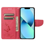 Custodia per cellulare in pelle flip orizzontale goffrata farfalla, For iPhone 14, For iPhone 14 Plus, For iPhone 14 Pro
