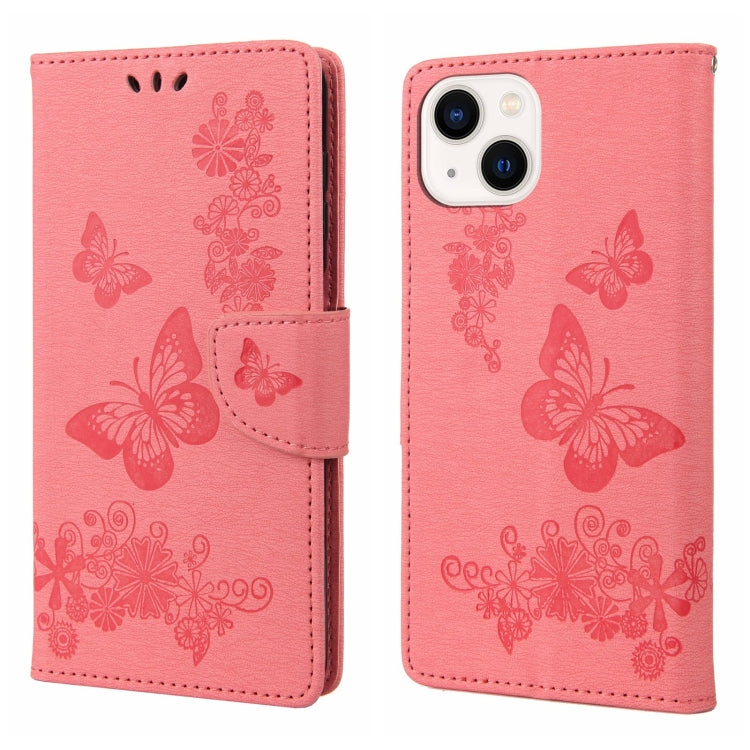 Custodia per cellulare in pelle flip orizzontale goffrata farfalla, For iPhone 14, For iPhone 14 Plus, For iPhone 14 Pro
