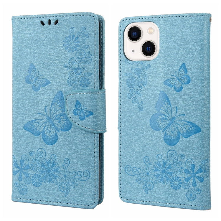 Custodia per cellulare in pelle flip orizzontale goffrata farfalla, For iPhone 14, For iPhone 14 Plus, For iPhone 14 Pro