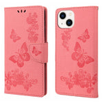 Custodia per cellulare in pelle flip orizzontale goffrata farfalla, For iPhone 14, For iPhone 14 Plus, For iPhone 14 Pro