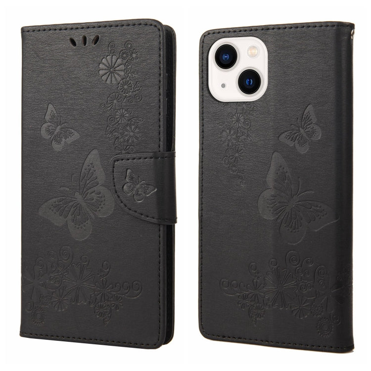 Custodia per cellulare in pelle flip orizzontale goffrata farfalla, For iPhone 14, For iPhone 14 Plus, For iPhone 14 Pro