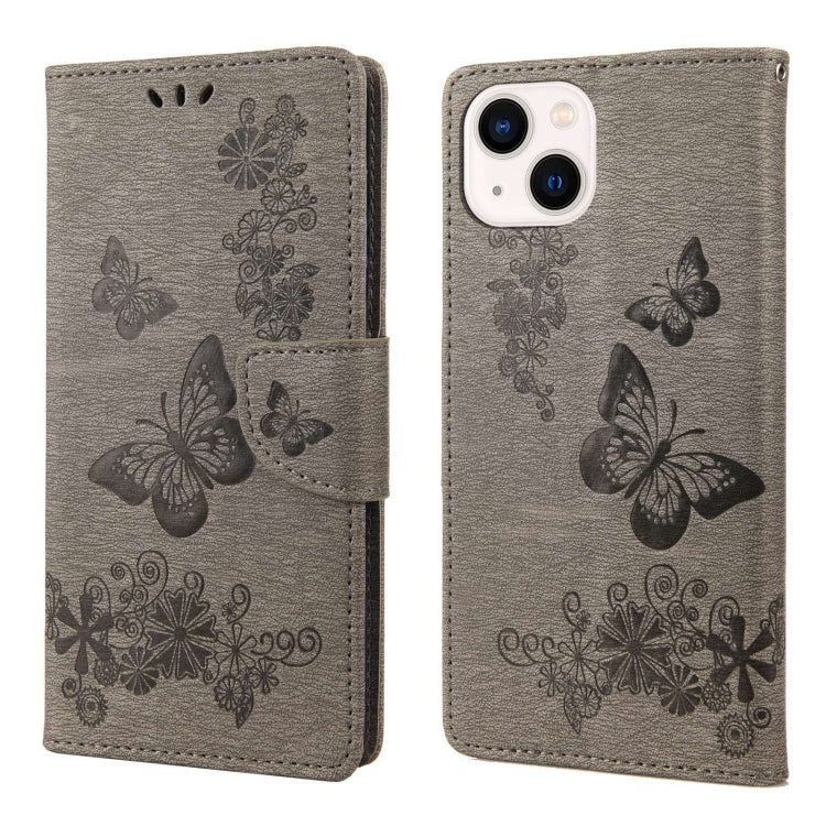 Custodia per cellulare in pelle flip orizzontale goffrata farfalla, For iPhone 14, For iPhone 14 Plus, For iPhone 14 Pro