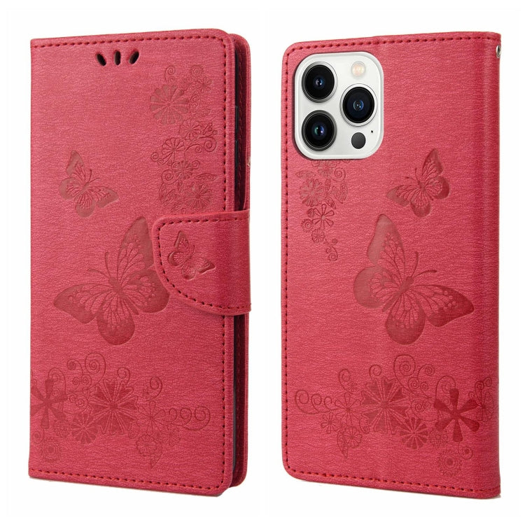Custodia per cellulare in pelle flip orizzontale goffrata farfalla, For iPhone 14, For iPhone 14 Plus, For iPhone 14 Pro
