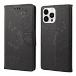 Custodia per cellulare in pelle flip orizzontale goffrata farfalla, For iPhone 14, For iPhone 14 Plus, For iPhone 14 Pro