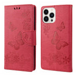 Custodia per cellulare in pelle flip orizzontale goffrata farfalla, For iPhone 14 Pro Max