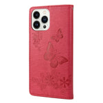 Custodia per cellulare in pelle flip orizzontale goffrata farfalla, For iPhone 14 Pro Max