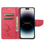 Custodia per cellulare in pelle flip orizzontale goffrata farfalla, For iPhone 14 Pro Max