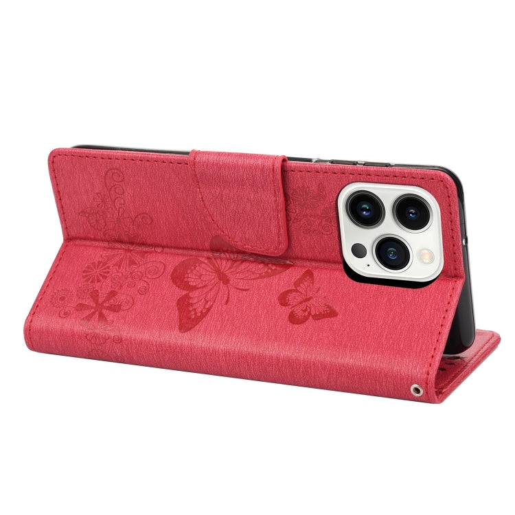 Custodia per cellulare in pelle flip orizzontale goffrata farfalla, For iPhone 14 Pro Max