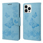 Custodia per cellulare in pelle flip orizzontale goffrata farfalla, For iPhone 14 Pro Max