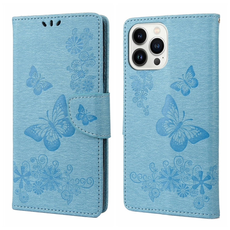 Custodia per cellulare in pelle flip orizzontale goffrata farfalla, For iPhone 14 Pro Max