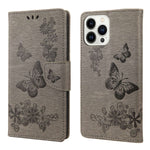 Custodia per cellulare in pelle flip orizzontale goffrata farfalla, For iPhone 14 Pro Max