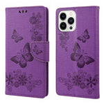 Custodia per cellulare in pelle flip orizzontale goffrata farfalla, For iPhone 14 Pro Max