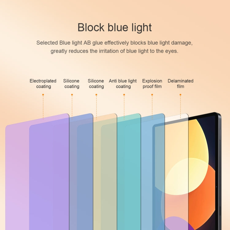 Pellicola in vetro temperato NILLKIN serie V+ da 0,33 mm 4H anti-raggi blu, For Xiaomi Pad 5 Pro 12.4