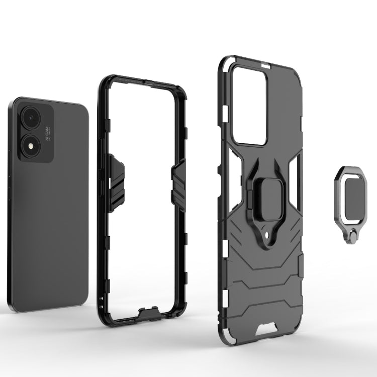 Custodia protettiva antiurto per PC + TPU con supporto per anello magnetico, For vivo Y02s