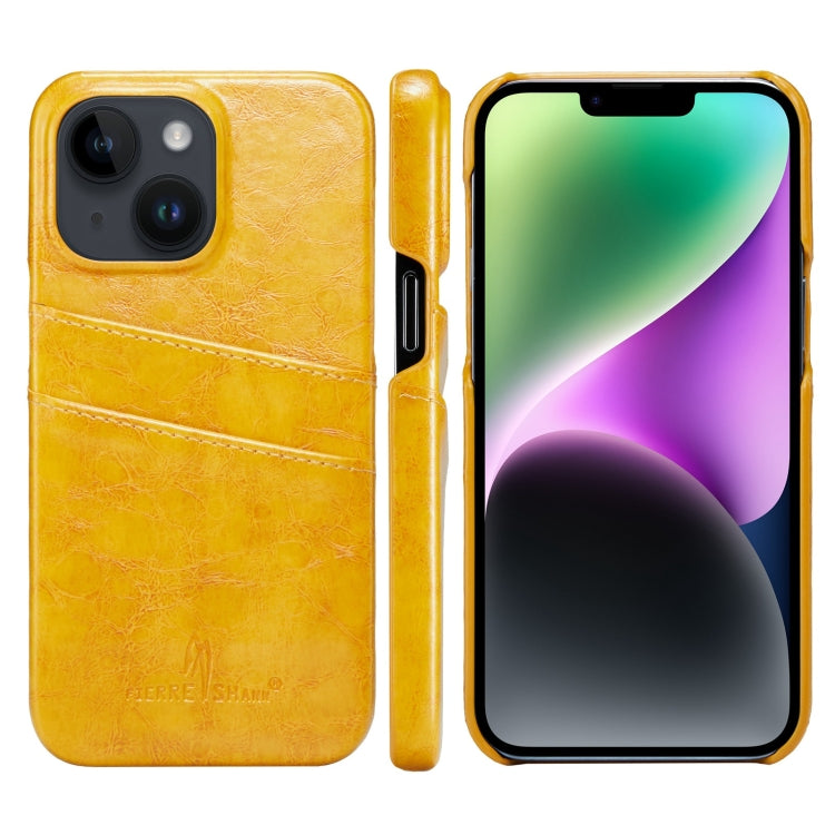 Custodia in pelle PU Fierre Shann Retro Oil Wax Texture con slot per schede, For iPhone 14, For iPhone 14 Plus, For iPhone 14 Pro, For iPhone 14 Pro Max