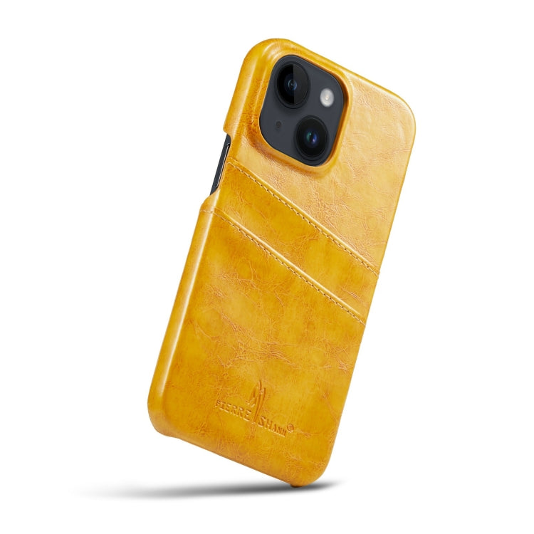 Custodia in pelle PU Fierre Shann Retro Oil Wax Texture con slot per schede, For iPhone 14, For iPhone 14 Plus, For iPhone 14 Pro, For iPhone 14 Pro Max