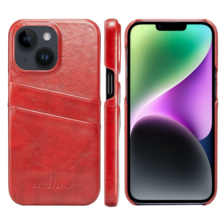 Custodia in pelle PU Fierre Shann Retro Oil Wax Texture con slot per schede, For iPhone 14, For iPhone 14 Plus, For iPhone 14 Pro, For iPhone 14 Pro Max